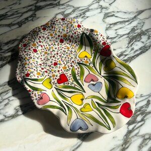 Brand New Anthropologie The Mud Fairy Blooming Hearts Platter